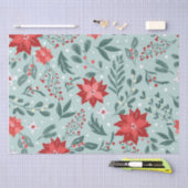 Festliche Poinsettias und Holly Berries Weihnachte Seidenpapier (Handwerk)