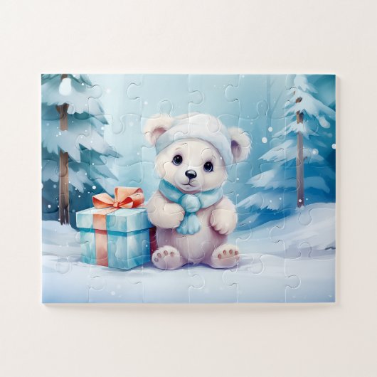 Festliche Polar Bären Weihnachten Kinder Jigsaw Pu Puzzle (Horizontal)