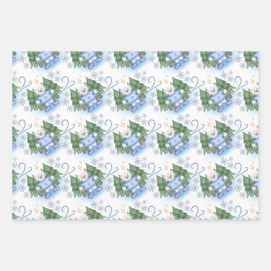 Festliche Polar Bären Weihnachtsfeiertag Geschenkpapier Set (Vorderseite 3)