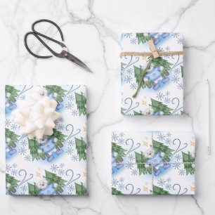 Festliche Polar Bären Weihnachtsfeiertag Geschenkpapier Set