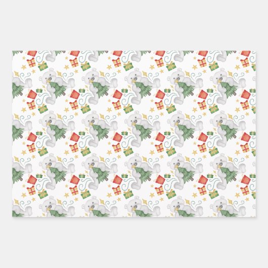 Festliche Polar Bären Weihnachtsfeiertag Geschenkpapier Set (Vorderseite)