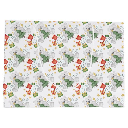 Festliche Polar Bären Weihnachtsfeiertag Große Geschenktüte (Rückseite)