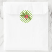 Festliche Polka Dots und Holly Weihnachtskleber Runder Aufkleber (Tasche)