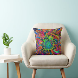 Festliche psychedelische bunte Dahlienblütenblätte Kissen
