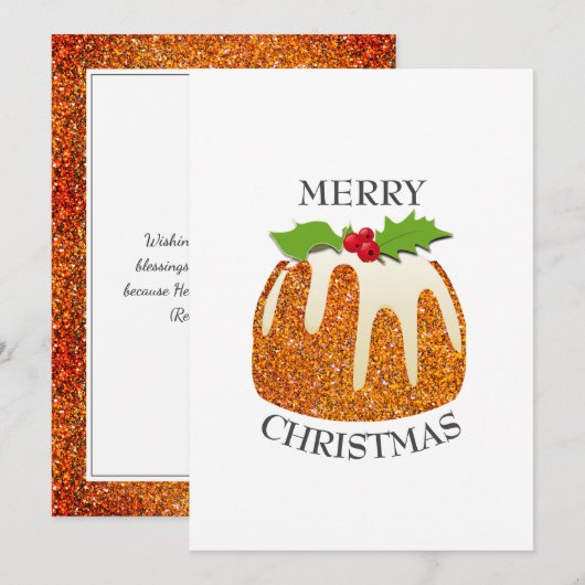 Festliche Pudding mit Orange GLITZER Weihnachten (Vorne/Hinten)