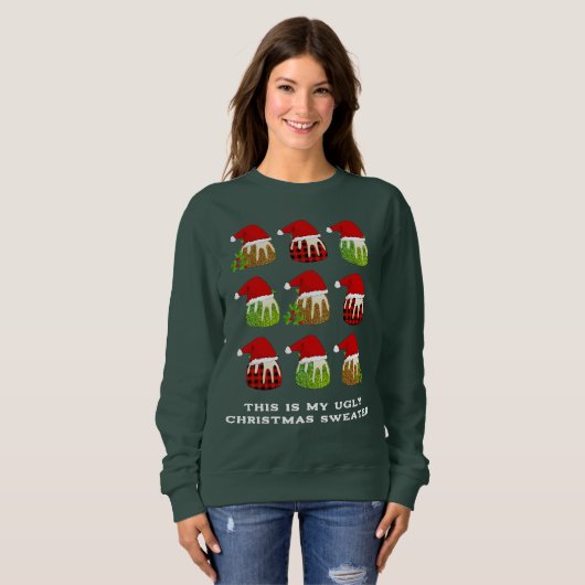 Festliche Puddings Ugly Weihnachten Sweatshirt (Vorne ganz)