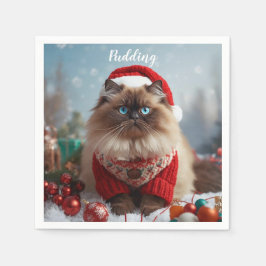 Festliche Ragdoll-Katze Weihnachten Personalisiert Serviette