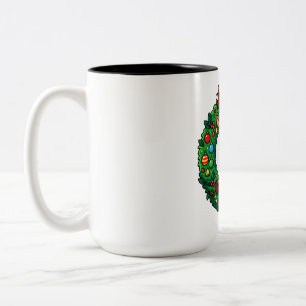 Festliche Rentier im Kranz Zweifarbige Tasse