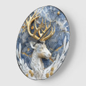 Festliche Rentier Wonderland Szene Große Wanduhr (Winkel)