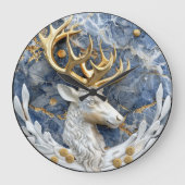 Festliche Rentier Wonderland Szene Große Wanduhr (Vorderseite)