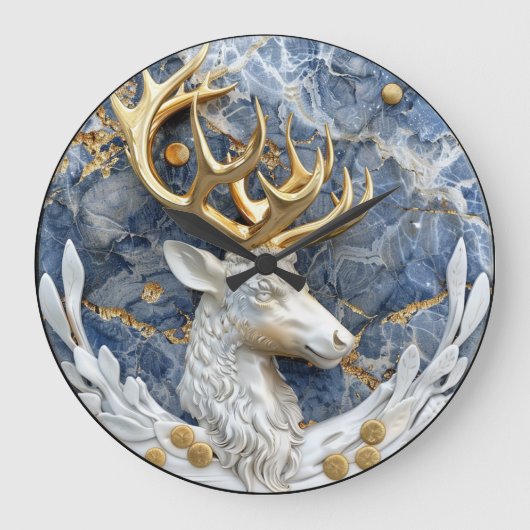 Festliche Rentier Wonderland Szene Große Wanduhr (Vorderseite)