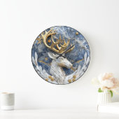 Festliche Rentier Wonderland Szene Große Wanduhr (Zuhause)