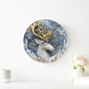 Festliche Rentier Wonderland Szene Große Wanduhr