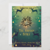 Festliche Rentierszene mit maßgeschneidertem Famil Einladung (Vorderseite)