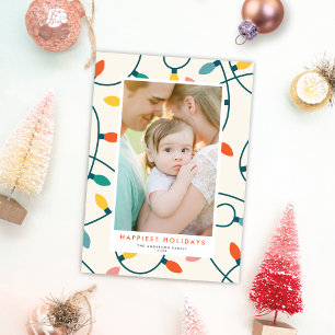 Festliche Retro-bunte Weihnachtslichter Ein Foto Feiertagskarte