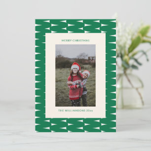 Festliche Retro-Grüne Wellenlinien Weihnachtsfoto Feiertagskarte