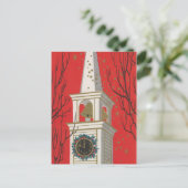 festliche Retro Vintage Kirche Weihnachten Postkarte (Stehend Vorderseite)