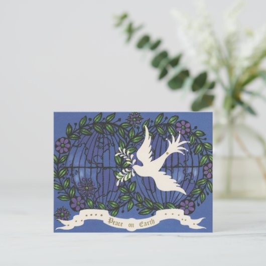 festliche Retro Vintage Taube Weihnachten Postkarte (Stehend Vorderseite)