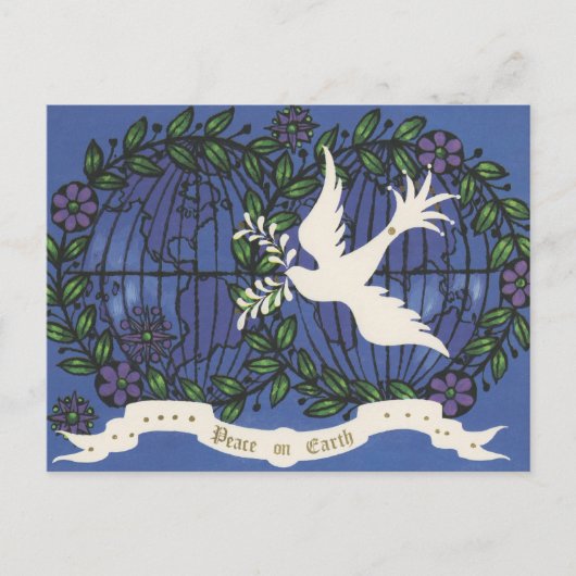 festliche Retro Vintage Taube Weihnachten Postkarte (Vorderseite)
