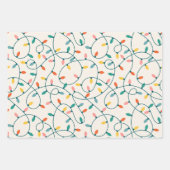 Festliche Retro Weihnachtsbeleuchtung Streifen Pun Geschenkpapier Set (Vorderseite)
