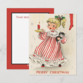 festliche Retro-Weihnachtsmädchen Feiertagskarte (Vorne/Hinten)