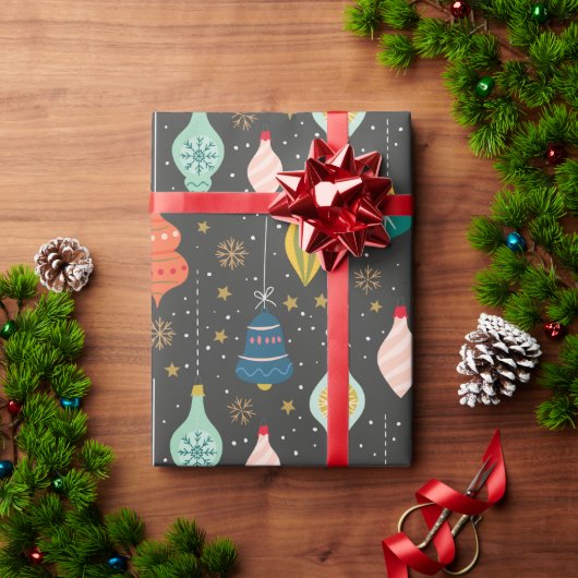 Festliche Retro Weihnachtsschmuck Geschenkpapier (Feiertagsgeschenk)