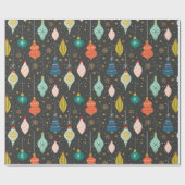 Festliche Retro Weihnachtsschmuck Geschenkpapier (Flach)