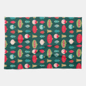 Festliche Retro Weihnachtsschmuck Mittelalter Jahr Geschirrtuch (Horizontal)