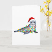Festliche Robbe bedeckt mit Weihnachtslichtern Karte (Gelbe Blume)