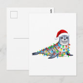 Festliche Robbe bedeckt mit Weihnachtslichtern Postkarte (Vorne/Hinten)