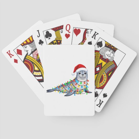 Festliche Robbe bedeckt mit Weihnachtslichtern Spielkarten (Rückseite)