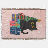 Festliche Rosa Frohe Weihnachten Niedlicher Kaffee Decke (Vorderseite)