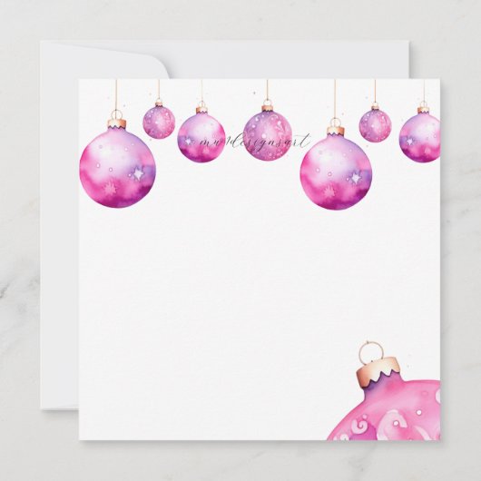 Festliche rosa Ornamente Damen Weihnachten Brunch Einladung (Rückseite)