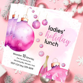Festliche rosa Ornamente Damen Weihnachten Brunch Einladung