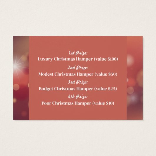 Festliche Rosa, Weihnachten Party Raffles Tickets (Rückseite)