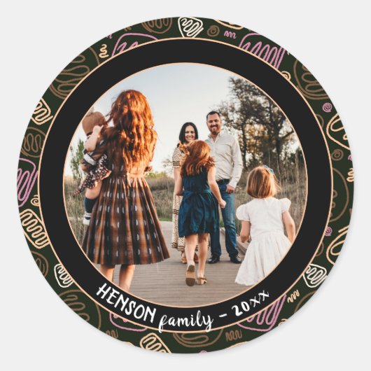 Festliche Rosa Weihnachten Weihnachten Foto Runder Aufkleber (Vorderseite)