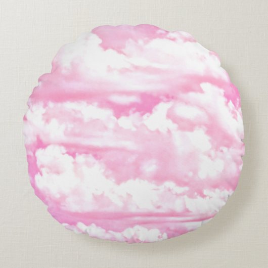 Festliche rosa Wolken Rundes Kissen (Vorderseite)