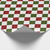 festliche Rot-Grün-Raute kariert Geschenkpapier (Ecke)