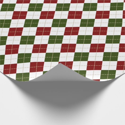 festliche Rot-Grün-Raute kariert Geschenkpapier (Ecke)