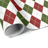 festliche Rot-Grün-Raute kariert Geschenkpapier (Rolleneckpunkt)