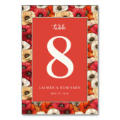 Festliche rote Blumenmohnblumen Tischnummer (Rückseite)