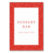 Festliche rote Dessertbar-Tafel mit Wirbelmuster Tischnummer (Rückseite)