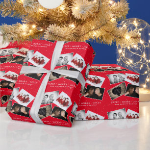 Festliche rote Familienfoto-Weihnachtscollage Geschenkpapier