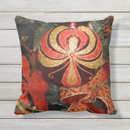 Festliche rote Goldweihnachtsverzierung u. Kissen