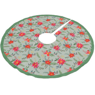 Festliche rote Poinsettie Weihnachtsblumen Polyester Weihnachtsbaumdecke