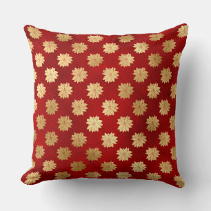 Festliche rote und goldene Folie Winter-Poinsettie Kissen