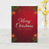 Festliche rote und goldene Weihnachtsgrußkarte Karte (Gelbe Blume)