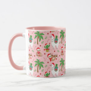 Festliche Schluchten und Llamas-Urlaubsmuster Tasse