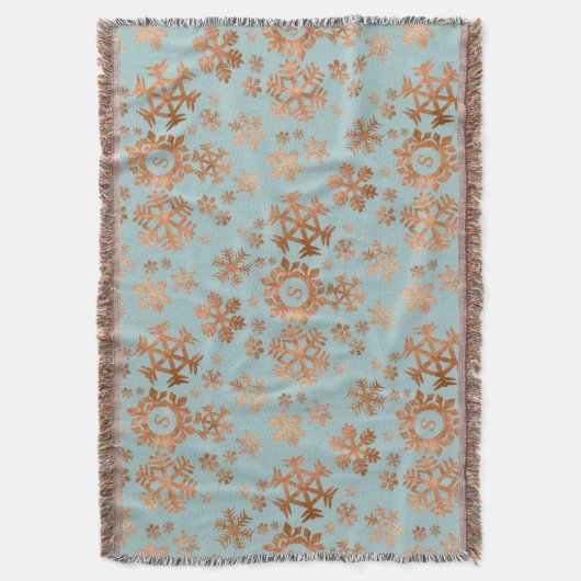 Festliche Schneeflocke Mit Monogramm Blue Copper B Decke (Vorderseite Vertikal)