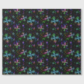 Festliche Schneeflocke-Weihnachtslichter Neon Geschenkpapier (Flach)